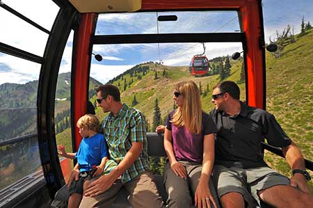 Photo of people inside a Gondola car at Crystal Mountain
