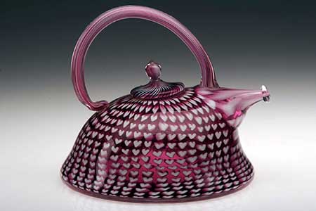 Photo of a ruby heart glass teapot