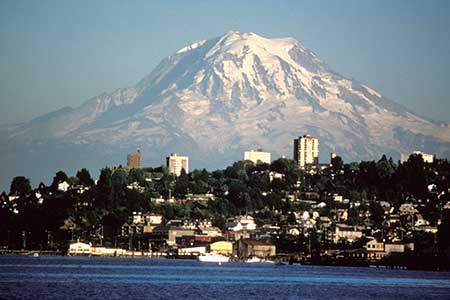 Photo of Tacoma with Mt. Rainier in the background