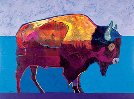 Photo of a colorful buffalo at Tacoma Museum of Art